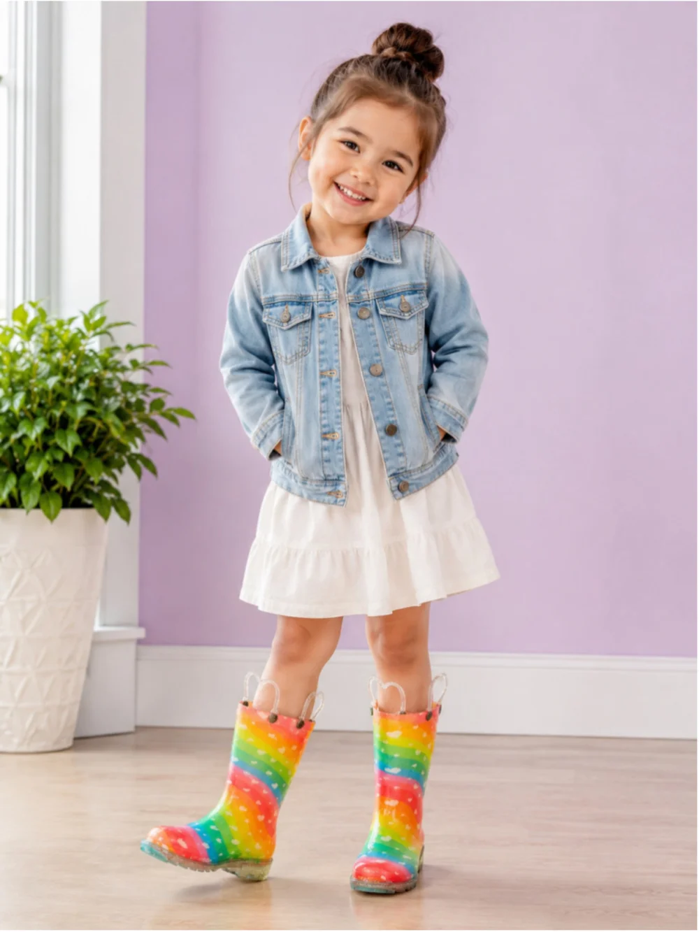 Western Chief Rainbow Heart Waves Light-Up Rain Boots Toddler Girls Size 10